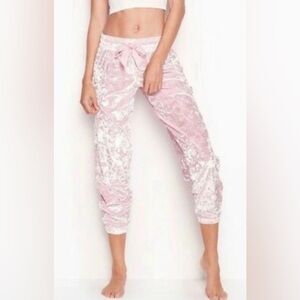 NWT Victorias Secret crushed velvet Jogger lounge pant Sz:XS Pink